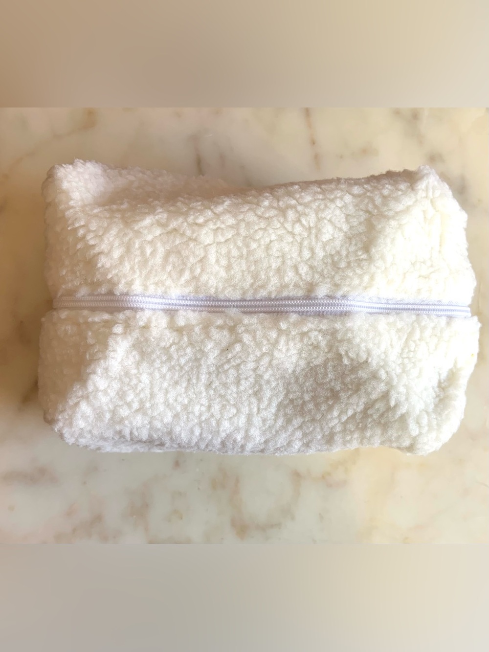 Adorable White Fuzzy Cosmetic Travel Bag